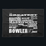 Zehn Button Bowling Bowlers Beste Bowler-Welt je Geschirrtuch<br><div class="desc">"Der bestste phantastischste fantastische phantastische fantastische fantastische super fantastische fantastische fantastische fantastische fantastische fantastische fantastische Bowler der Welt ... " ist ein cooles modernes Geschenk für lustige Bowler: in einer auffälligen Kombination aus immer modischem Schwarz und klassischem Stilweiß in einer urbanen Rock-und Roll-Haltung Blast von Schriftart und mehr Schriftart präsentiert....</div>