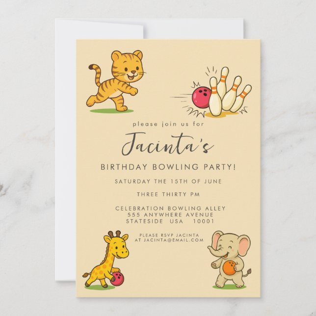 Zehn Button Bowling Geburtstagspartei Custom Einladung (Vorderseite)