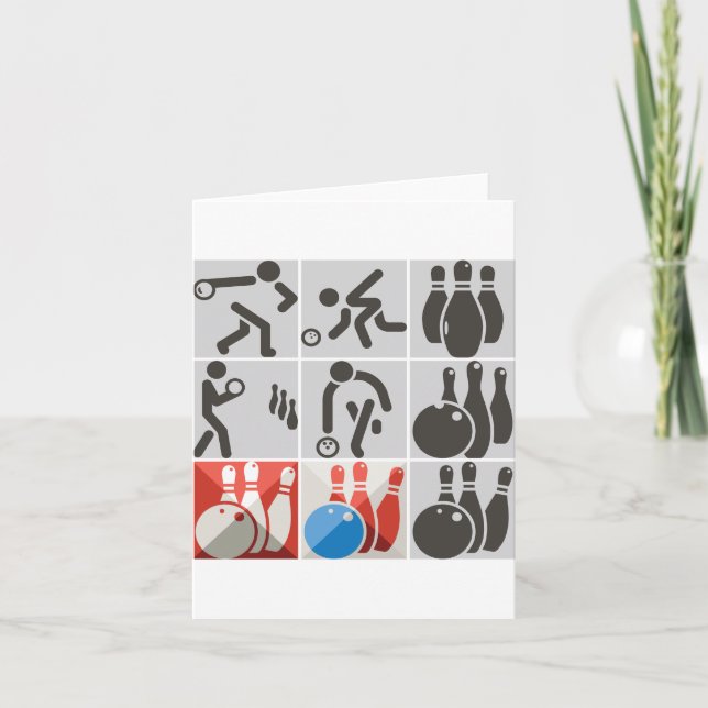Zehn Button Bowling Icons Mitteilungskarten (Vorderseite)