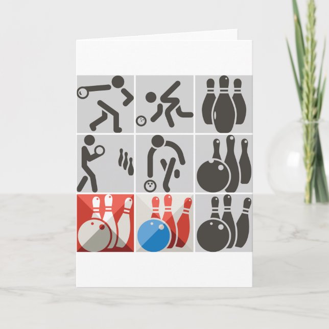 Zehn Button Bowling Icons Sport Grußkarten Karte (Vorderseite)