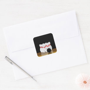 Zehn Button Bowling Strike Square Sticker