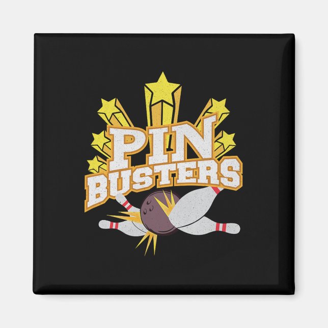 Zehn Button Bowling Team Graphic Button Busters Magnet (Vorne)