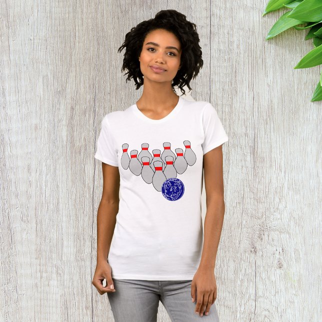 Zehn Button Bowling Womens T - Shirt (Von Creator hochgeladen)