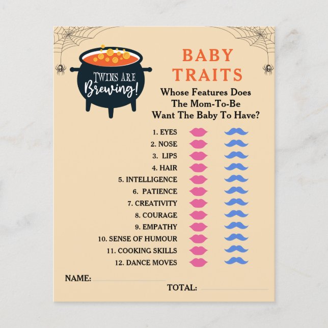 Zehn davon sind Breen Halloween Baby Shower Games (Vorderseite)