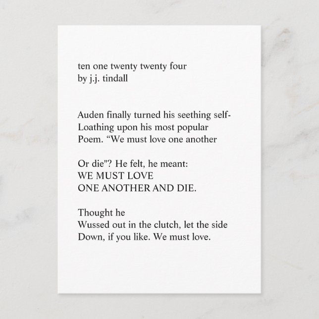 zehn einundzwanzig vierundzwanzig Postkarten (Vorderseite)