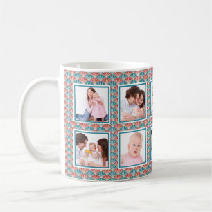 Zehn-Foto-Collage mit dekorativem Fächer-Muster Kaffeetasse