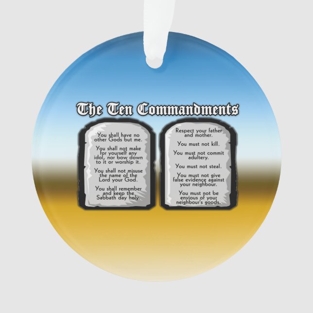 Zehn Gebote der heiligen Bibel, das Gesetz des Ornament (Vorderseite)