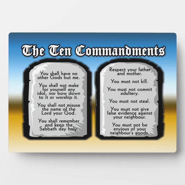 Zehn Gebote der Heiligen Bibel, Gottes Gesetz Fotoplatte (Vorderseite)