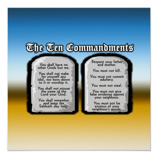 Zehn Gebote der Heiligen Bibel, Gottes Gesetz Poster (Vorderseite)
