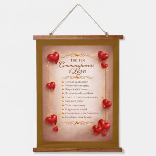 Zehn Gebote der Liebe Wandteppich Mit Holzrahmen