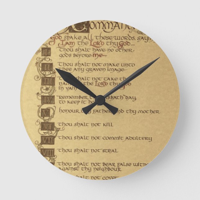 zehn Gebote Runde Wanduhr (Vorderseite)