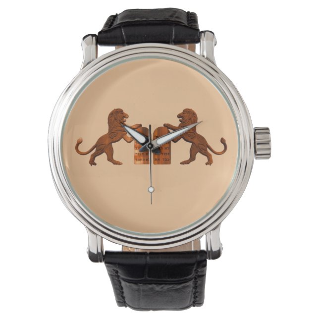 Zehn Gebote und Löwen Armbanduhr (Vorderseite)