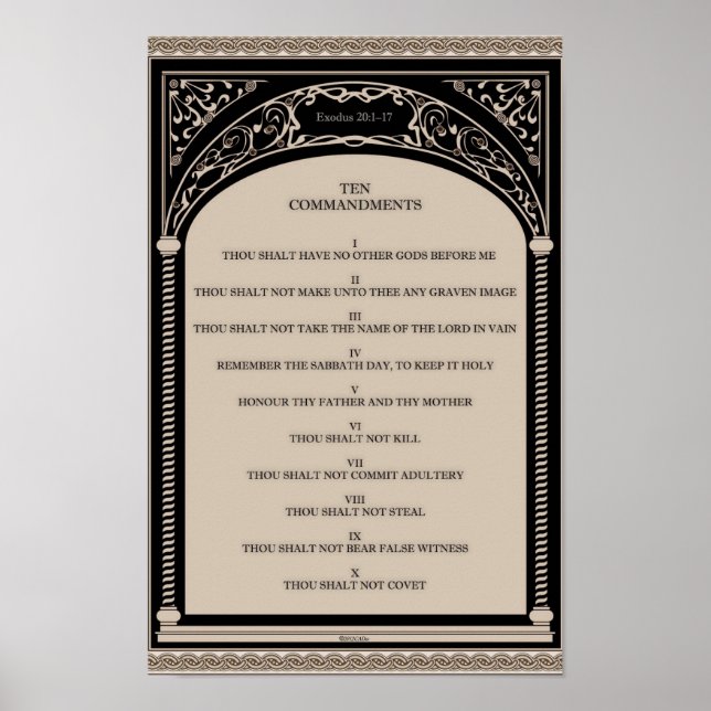 Zehn Gebote zum Pergament Kunst, Dichtung und Musi Poster (Vorne)