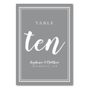Zehn graue Hochzeiten Einfach moderne Gäste Dinner Tischnummer