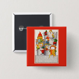 ZEHN HERRN SPRINGEN Quadratischer Pin-Button - Rot Button