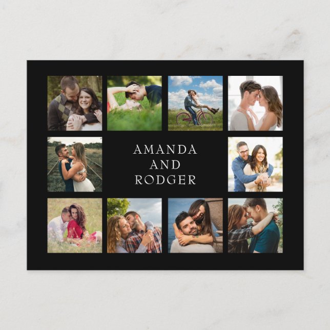 Zehn Hochzeiten Foto Collage Black Postkarte (Vorderseite)