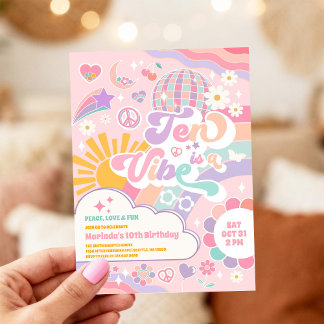 Zehn ist eine Stimmung Retro Groovy Gänseblümchen  Einladung