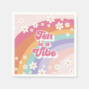 Zehn ist eine Stimmung Retro Regenbogen 10. Geburt Serviette