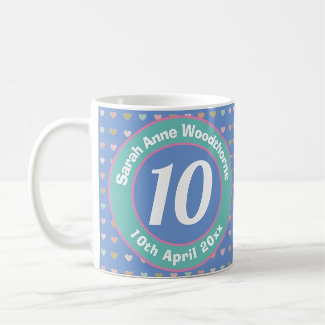 Zehn Jahre alt. Geburtstag. Kaffeetasse (Links)