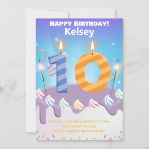 Zehn Jahre alt Happy Birthday Card personalisiert