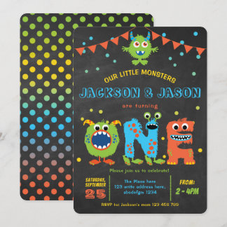 Zehn Junge 1. Geburtstag kleine Monster Party Einladung