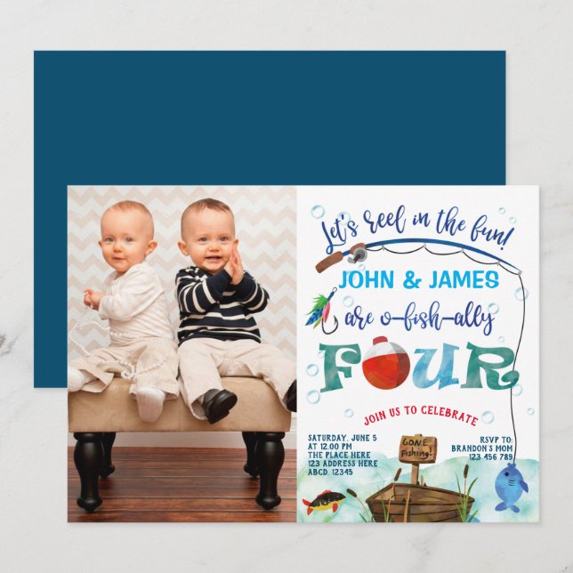 Zehn Jungen kleine Fischer 4. Foto Einladung (Vorne/Hinten)