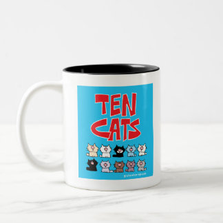 Zehn Katzen - alle zusammen jetzt! Zweifarbige Tasse