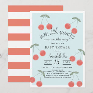 Zehn kleine Süßigkeiten Kirschen Blue Baby Dusche Einladung