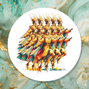 Zehn Lords a-Leaping   Zwölf Tage Weihnachten Runder Aufkleber