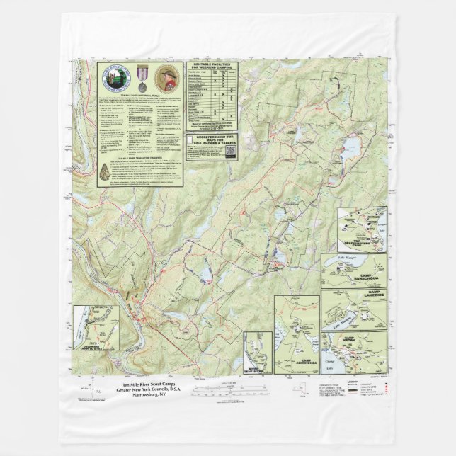 Zehn-Mile-River-Scout-Camps - Strecke Karte Fleecedecke (Vorderseite)