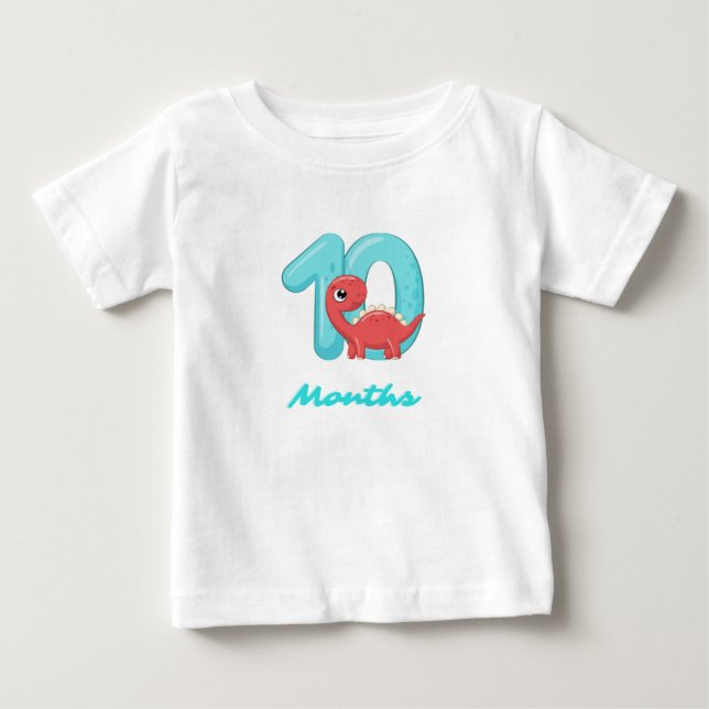Zehn Monate niedlicher Dinosaurier Baby T - Shirt (Vorderseite)