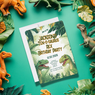 Zehn-o-saurus Rex Boy Dino Geburtstagsparty Einladung