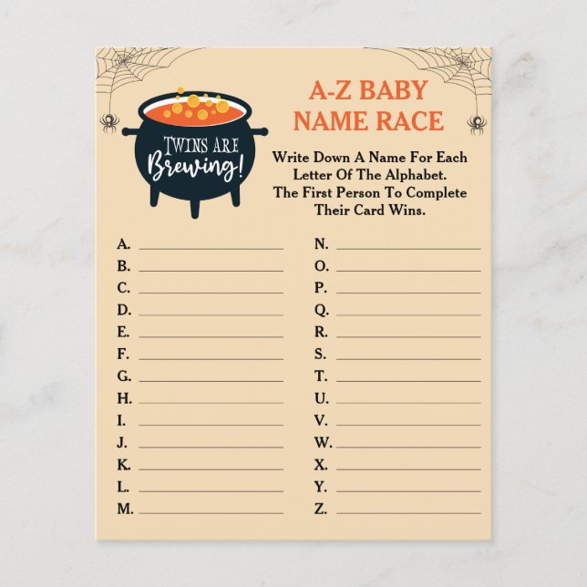 Zehn sind Breen Halloween Baby Name Race Game (Vorderseite)