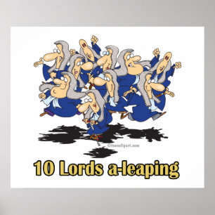 zehn springende Lords 10. zehnter Tag des Weihnach Poster