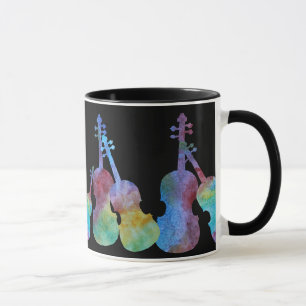 Zehn vibrierende Violinen auf Schwarzem Tasse