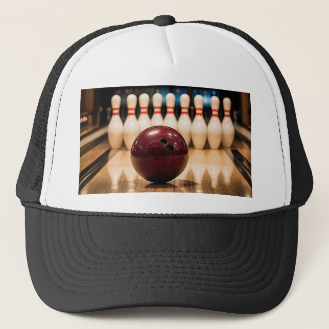 Zehnpins Bowling Strike. Truckerkappe (Vorderseite)