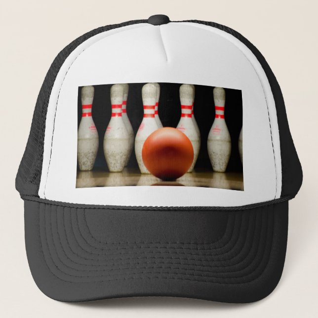 Zehnpins Bowling Strike. Truckerkappe (Vorderseite)