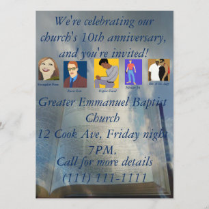 Zehnter Jahrestag der Kirche Einladung