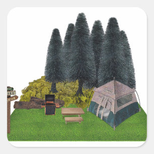 Zehntes Camping im Wald Quadratischer Aufkleber