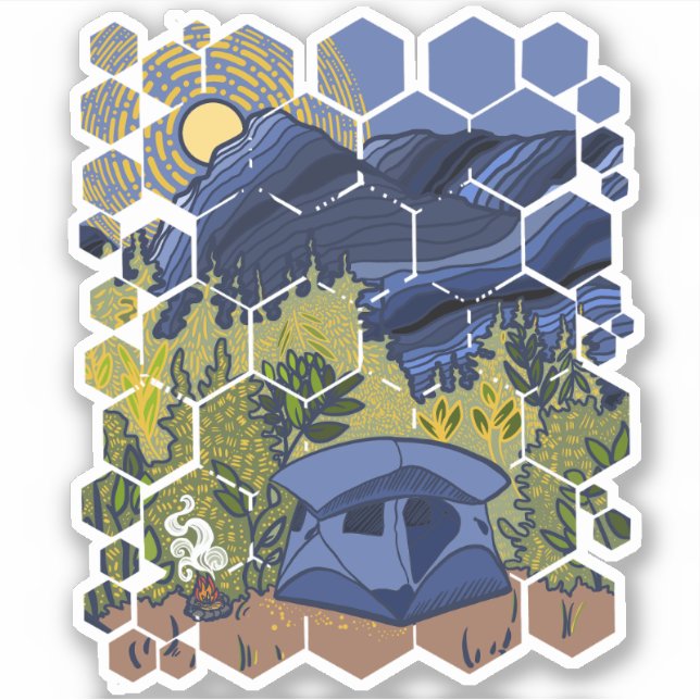 Zehntes Camping in den Bergen Aufkleber (Vorderseite)