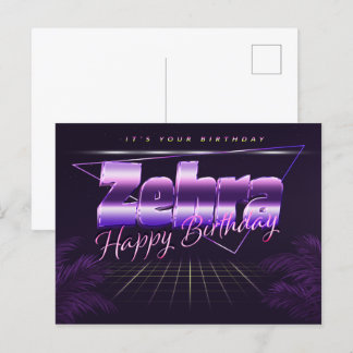 Zehra prénom carte postale violette anniversaire