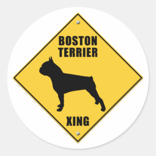 Zeichen Boston Terrier Crossing (XING) Runder Aufkleber