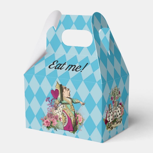 Zeichen der Alice im Wunderland auf Blue Harlequin Geschenkschachtel (Vorderseite)