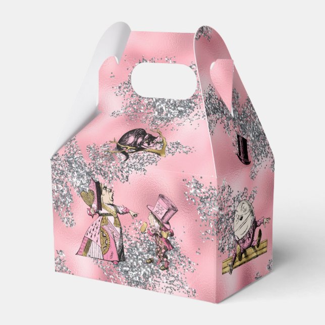 Zeichen der Alice im Wunderland auf Rosa und Silbe Geschenkschachtel (Vorderseite)