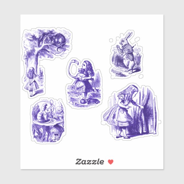 Zeichen der Alice im Wunderland in Lila Aufklebern Aufkleber (Blatt)