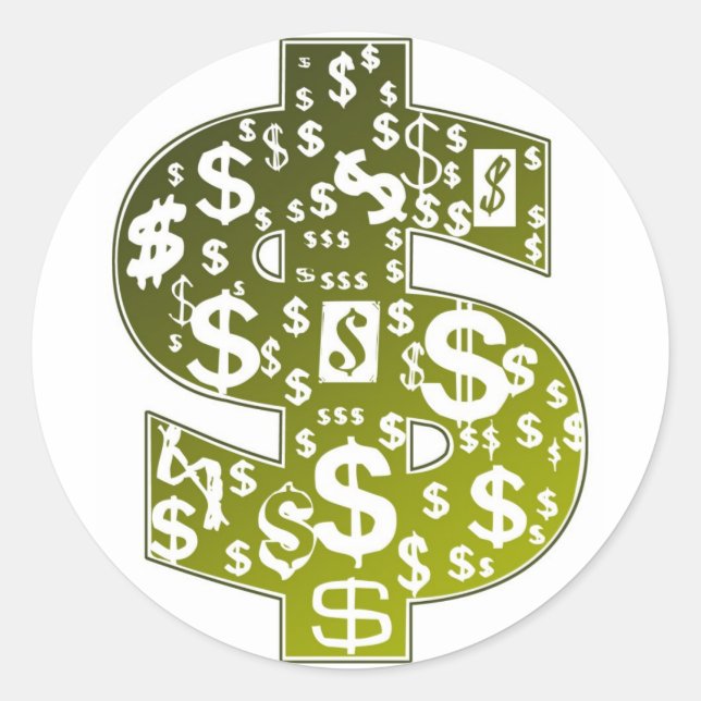 Zeichen des Dollars Runder Aufkleber (Vorderseite)