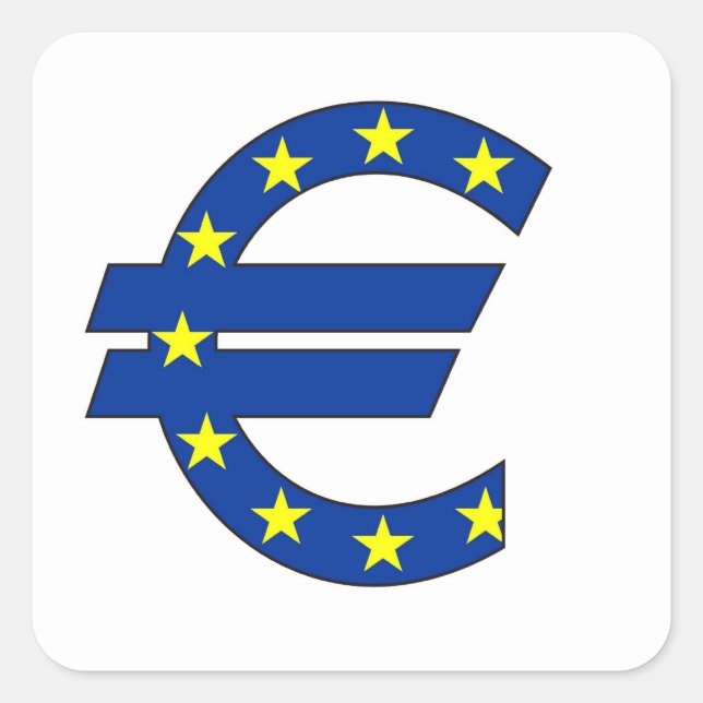 Zeichen für das Euro-Währungszeichen Quadratischer Aufkleber (Vorderseite)
