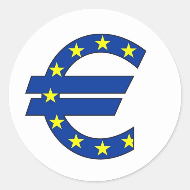 Zeichen für das Euro-Währungszeichen Runder Aufkleber (Vorderseite)