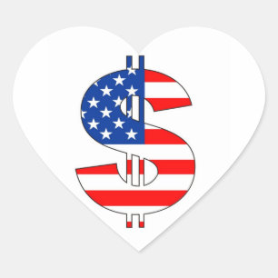 Zeichen für das Symbol des US-Dollars Herz-Aufkleber