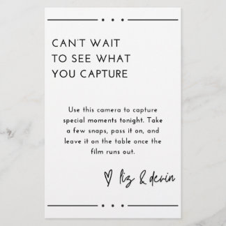 Zeichen für den freien Camera-Tisch Briefpapier